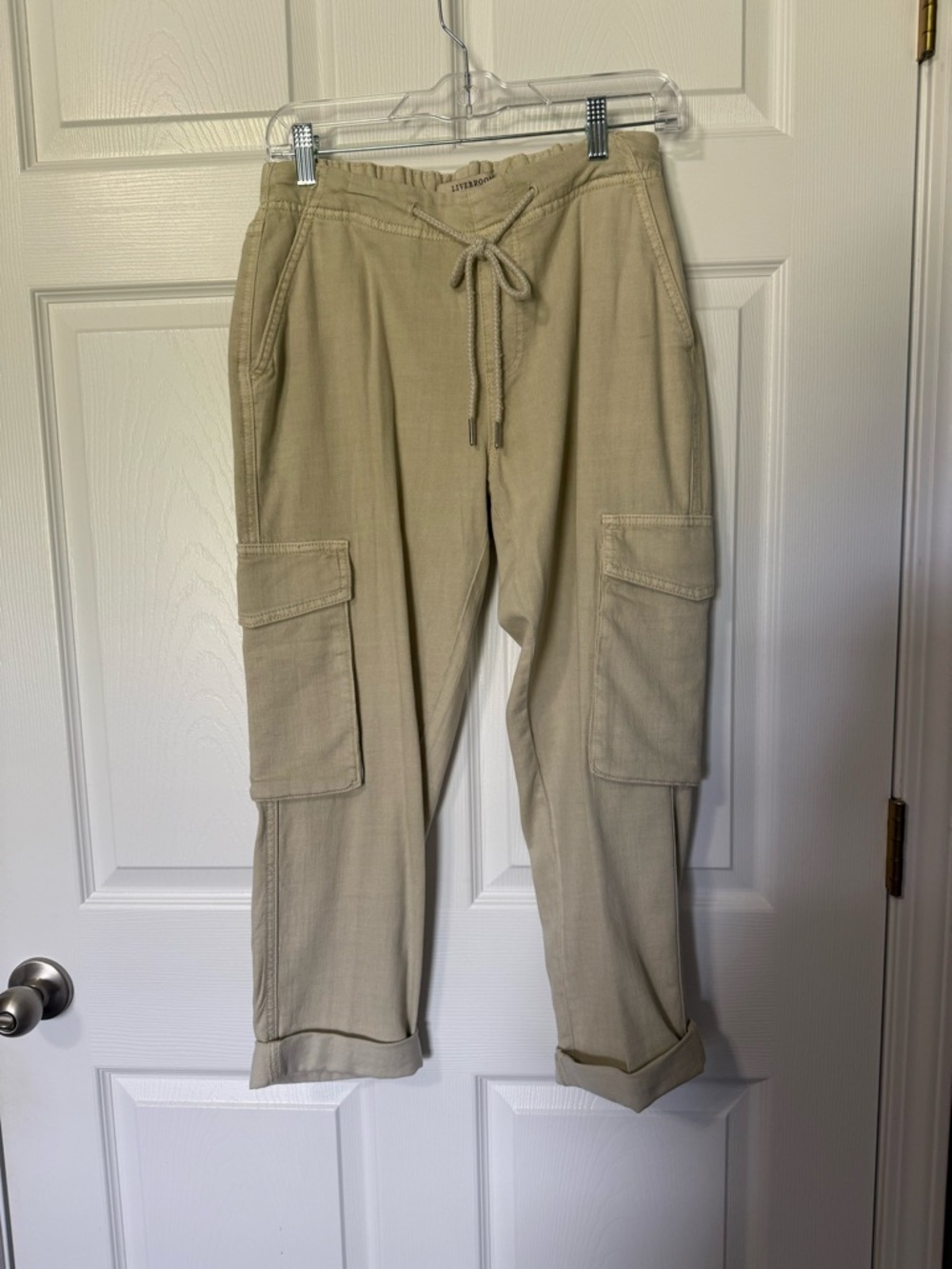 Liverpool Women’s Tan Cuffed Cargo Drawstring Pants- 4 - Picture 2 of 8